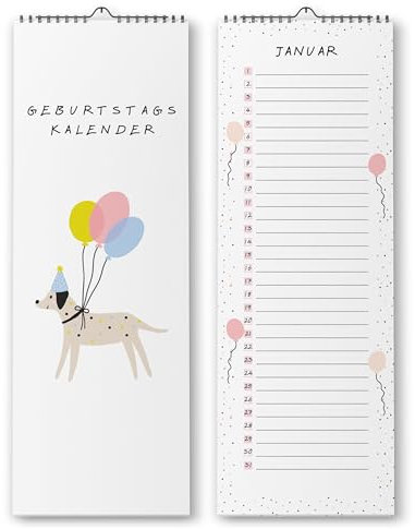 Geburtstagskalender jahresunabhängig - Immerwährender Kalender undatiert zum Eintragen von Geburtstagen (Konfetti, 10,5 x 29,7 cm)