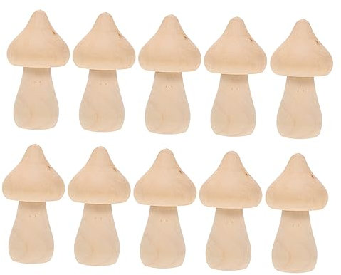 Angoily 10pcs Unfinished Wooden Mushroom Models for DIY Painting Creative Graffiti Props for Home Decor Festivals and Art Projects
