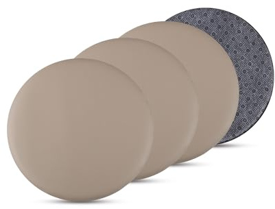 Bestlivings 4er Pack Stuhlkissen beige Ø38 cm Lederimitat mit Anti-Rutsch, Sitzauflage für Zuhause, Büro und Garten, ideal für Komfort und Stil