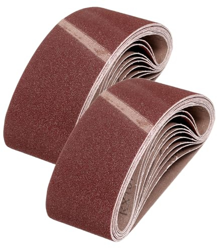 sourcing map 64mm x 406mm Sanding Belts, 24 Pcs 40/80/120/240 Grit Aluminum Oxide Abrasive Belt Sander File Belt for Woodworking, Metal Polishing, Knife Sharpener