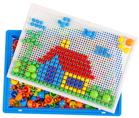 296pcs Educational Mushroom Nails Pegboard Toy Set for Boys and Girls, Creative DIY Mosaic Toys, Mosaic Puzzle Jigsaw Puzzle Kid Toy, Peg Game Early Learning Educational Toys, Gift for Age 3+ Kids