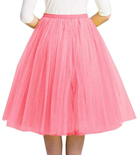 Tüllrock Damen 50er Rockabilly Klassisch Tütü Rock Festlich Karneval Kostüm Cosplay Party Tüll Petticoat Minirock Retro Hohe Taille Tanzrock 3 Lagig Ballett Tutu Unterrock