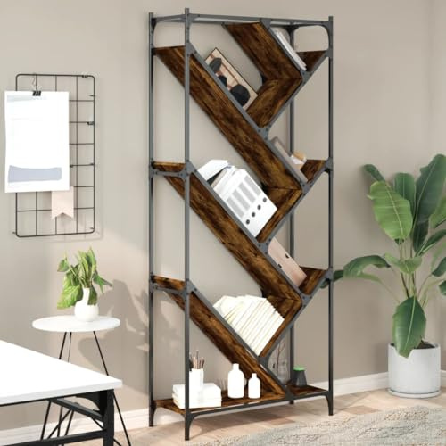 Mhdvray Libreria in legno e metallo, 79 x 30 x 180 cm, portata fino a 60 kg, per camera da letto, corridoio, ufficio
