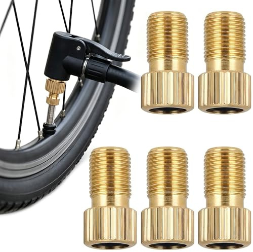 LEOUEANR 5Pcs Valve Adapter, French Bicycle Valve Adapter with Sealing Ring Aluminum Bike Pump Accessories for Tyre Inflation
