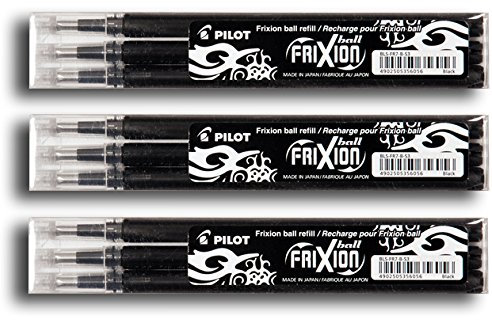 Pilot Frixion Ball Tintenroller Ersatzminen, 0,7 mm, schwarz (9 Minen)