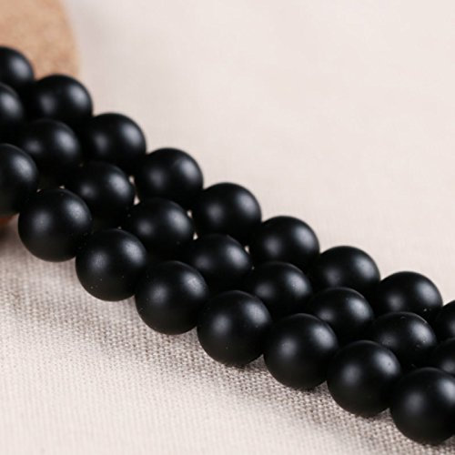 Onyx Halbedelstein Schwarz Perlen Poliert und Matt Set Halbedelstein, 1 Pack, 4/6/8/10 mm Perlenstrang Perlenkette (10mm Rund Matt)