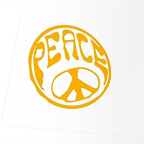 JINTORA - Autoaufkleber Tuning - Hippie Peace - 88x90mm - Auto Aufkleber - Bus - Fenster - Heckscheibe - Camper - wetterfest - Outdoor Sticker - Auto Deko - LKW - Tuning Selbstklebend - gelb
