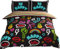 Rapport Funky Neon Wende-Bettwäsche-Set, gestreift, Polycotton, Schwarz, Einzelbett