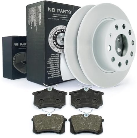 NB PARTS Bremsscheiben Bremsbeläge hinten 253mm passend für Audi A3 8P Seat Skoda VW Golf 5 6 Eos