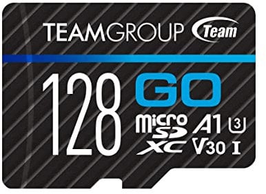 TEAMGROUP GO Card TGUSDX128GU303 Micro SDXC UHS-I U3 V30 4K pour GoPro et caméras d'action Carte mémoire flash avec adaptateur pour prise de vue 4K en plein air