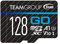 TEAMGROUP GO Card 128GB Micro SDXC UHS-I U3 V30 4K for GoPro & Action Cameras Flash Memory Card with Adapter for Outdoor 4K Shooting TGUSDX128GU303