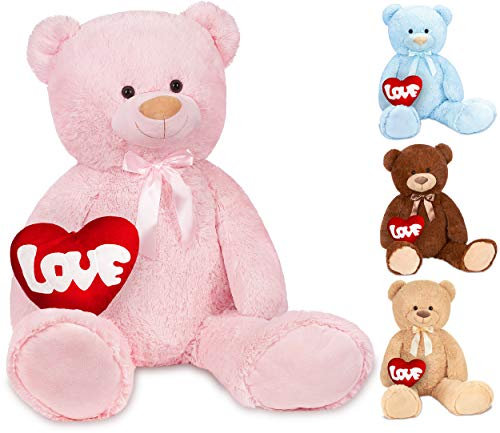 Brubaker Orsacchiotto XXL 100 cm Rosa con Un Love Cuore - Orso Orsetto Morbido Gigante