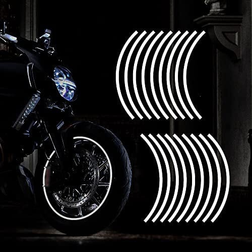 TOMALL 17'' Reflektierende Felgenstreifen Aufkleber für Motorradräder Auto Radfahren Fahrrad Fahrrad Nacht Reflektierende Sicherheitsdekoration Universelle Felgen Reflektierende Aufkleber (Weiß)
