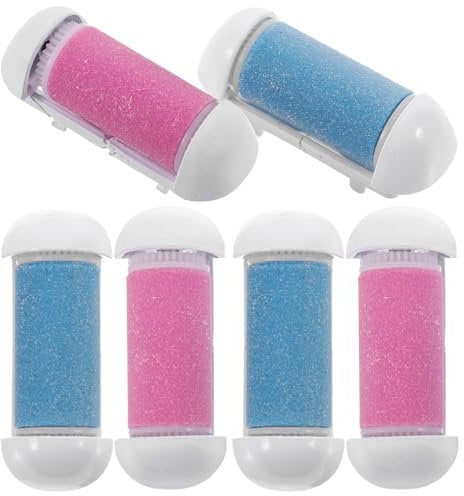 SOLUSTRE 6pcs Coarse Replacement Roller Refill Heads Pedicure Foot File Cracked Skin Corns Remover Refill for Electronic Foot File Pink and Blue