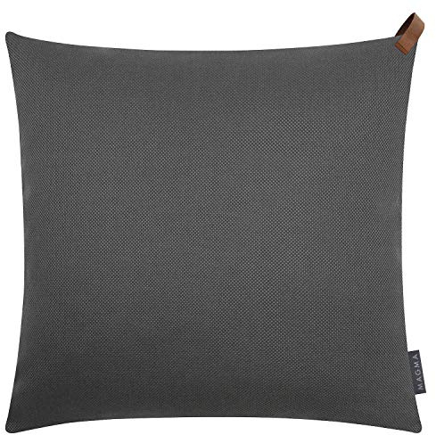 mokebo Outdoor Kissenbezug 'Das Sonnenplätzchen' (50x50 cm) Made in Germany, quadratische Kissenhülle mit Lederschlaufe für Terrasse & Balkon, Bezug für Kissen & Dekokissen in Anthrazit