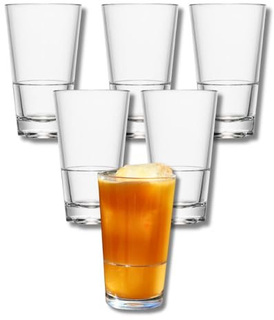 Kadum Juego de 6 vasos de agua irrompibles, 270 ml, para exteriores, camping, terraza, bar, jardín, vasos apilables, irrompibles