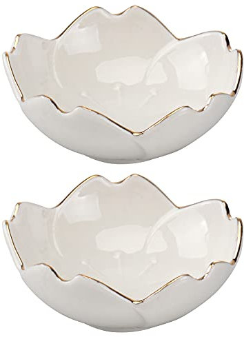 Lurrose 2pcs Ceramic Flower Dipping Bowls Cute Plates Seasoning Side Dish Bowl for Condiment Home Kitchen Sushi Sauce and Side Dishes