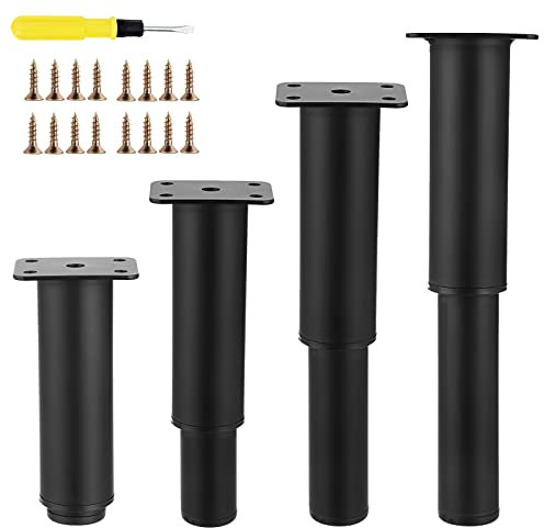 IGNPION 4Pcs 5 Adjustable Furniture Feet,Iron Sofa Furniture Cabinet Riser DIY Furniture Sofa Replacement Support Legs for TV Cabinet Ottoman Sofa Cupboard, Black
