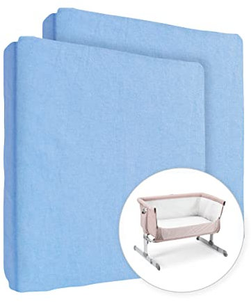 2X Jersey 100% Baumwolle Spannbettlaken für Babybettmatratze 83x50 cm (Blau)
