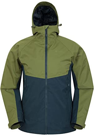 Mountain Warehouse Verge Extreme Mens Waterproof Jacket - 10,000mm, Breathable, Taped Seams, Packaway Hood Rain Coat - Spring Summer, Walking, Outdoors, Camping Green 3XL