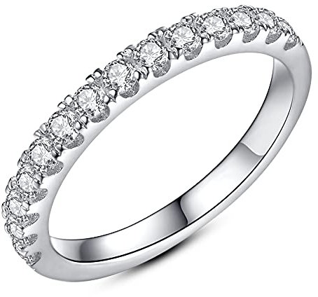 Mejewri Moissanite Eheringe, Ring Silber 925 Damen Eheringe Weissgold Dimond Ring Vergoldet Dupes Wedding Ring VVS1 D Farbe 2.0mm 56