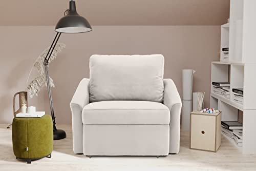 DOMO. collection Sessel Relax, Boxspring Sofa mit Schlaffunktion, Dauerschläfer, Schlafsessel, Gästebett, Schlafsofa, 108 x 96 x 86 cm (BxTxH), creme
