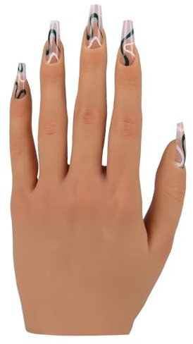 KnowU Main D'entrainement Manucure, Silicone Fausse Main Pour Ongle, Main D Entrainement Pour Ongle, Durable et flexible, Gauche