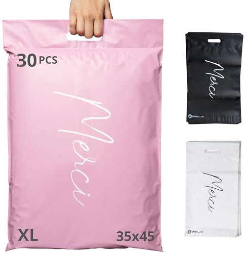 EMBALLAX - 30 Versandtaschen Warensendung - XL 45x35cm - UNDURCHSICHTIG/WIDERSTANDSFÄHIG/WASSERDICHT - Versandtüten für Kleidung - Umschlag für Kartons - Versandbeutel - Versandtasche - Danke