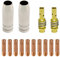 WJMY Verschleißteile Set Schweißzubehör passend MIG/MAG Schweißbrenner 14 Teile | 2 x Gasdüse MB15 | 2 x Düsenstock | 10 x Stromdüse M6 0,8mm