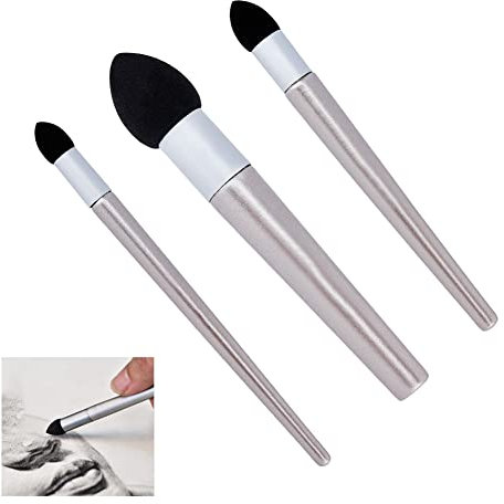 SUPERFINDINGS 3 Pcs Sketch Rubbing Sponge Pen Washable Artist Blending Sponge Pen Aluminum Reusable Drawing Art Blenders Tools Rubbing Sponge Brush for Sketch Drawing