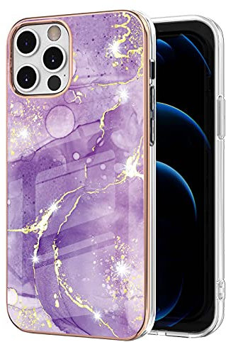 IMIRST Basic Case Compatiable with iPhone 12 Pro Max IMD Soft TPU Silicone Bumper Matte Marble Scratch-Resistant Slim Protective Phone Case Back Cover for Apple iPhone 12 Pro Max,YBI Purple