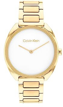 Calvin Klein Analog Quarzuhr für Damen Kollektion CK Adorn mit Edelstahl- oder Lederarmband