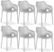 Homestyle4u 2443, Gartenstuhl Kunststoff stapelbar Grau 6er Set mit Armlehnen wetterfest Gartenmöbel Stühle modern