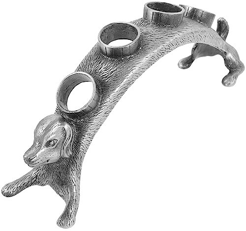 Gadpiparty Wine Accessory Stand - Silver 19x3.5cm Zinc Alloy Wine Bottle Stopper Holder with 4-hole Dog Design - Decorative Wine Cork Rack for Kitchen, Bar, Dining Room