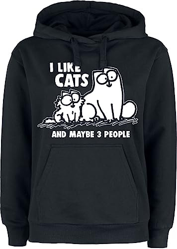 Simon's Cat I Like Cats and Maybe 3 People Frauen Kapuzenpullover schwarz