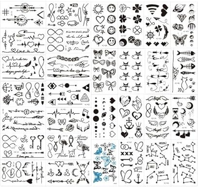 Tatouage Ephemere Tatouage Temporaire Série Sombre Petit Motif Oreille Arrière Cheville Poignet Autocollant Personnalité Étanche Hommes Et Femmes Simulation Durable Noir Petit Tatouage