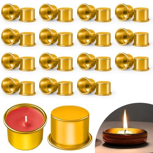 Hengxinchen 30 Stück Golden Kerzentülle Stabkerzenhalter, Klein Kerzenhalter für Stabkerzen, Kerzentüllen aus Metall, Kerzenhülsen Stabkerzen Deko für Teelichter, Baumkerzen und Kerzenleuchter