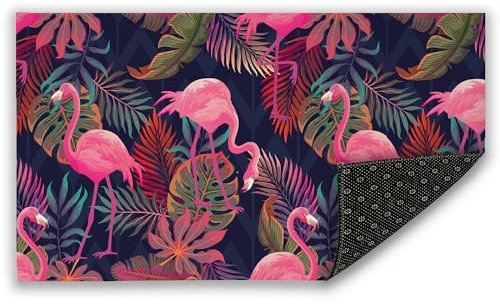 Fußmatte mit pinkem Flamingo, tropisch, 76,2 x 43,2 cm, für drinnen und draußen, rutschfest, für Eingangsbereich, Boden, Terrasseneingang und Schlammzimmer, dekorative Fußmatte