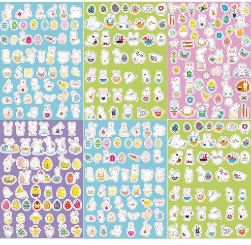 HERZWILD Ostern Aufkleber 20 Blätter Oster Sticker 21 * 29cm Osterhasen Ostereier Ostern Selbstklebende Aufkleber, DIY Osterdeko Aufkleber, für Osterdeko oder Geschenk