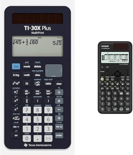 Texas Instruments TI-30X Plus MathPrint Wissenschaftlicher Schulrechner (4-zeilig) & Casio FX-991DE CW ClassWiz technisch wissenschaftlicher Rechner, deutsche Menüführung