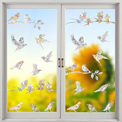 VIKY® Prisma Fensteraufkleber Vogelschutz, 20 Stück Vogelschutz für Glasscheiben, PVC Suncatcher Sticker Regenbogen Fensterfolie, Anti-Kollisions-Aufkleber, Vogelschutz Aufkleber für Fenster Deko