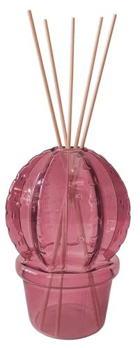 BRANDANI Cactus Diffusore di Fragranza con Bastoncini 14,5cm Vetro Viola