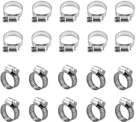 RHQFDM 25PCS 304 Morsetti per tubi in acciaio inossidabile Fascette Stringitubo Gamma di serraggio in acciaio inox 13-19 mm Adatto per gasdotti domestici gasdotti idraulici e gasdotti meccanici