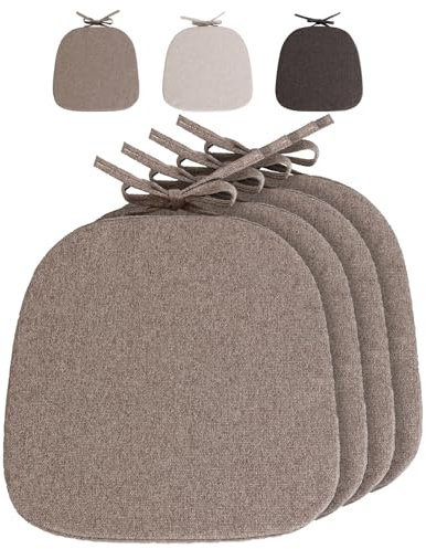 Stuhlkissen 40x40cm Sitzkissen halbrund Rutschfestes Stuhlauflage Sitzpolster für Stuhl Sitzkissen für Gartenstuhl, Küche oder Esszimmer Stuhlkissen mit Bändern Outdoor Indoor (Graubraun-4 pcs)