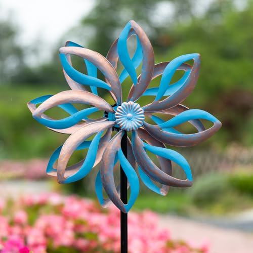 Metall-Windspiel für den Außenbereich, Vintage-Stil, kinetisches Windspiel für Garten, Windräder mit Metallpfahl für Terrasse, Rasen, Garten, kreative Geschenke für Frauen, 140 x 34 cm