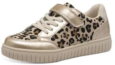 s.Oliver Mädchen Sneaker flach mit Klettverschluss Bequem, Mehrfarbig (Leopard), 38 EU