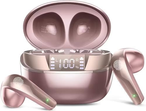 Csasan Wireless Earbuds, Wireless Headphones Bluetooth 5.3 Bluetooth Headphones, IPX7 Waterproof Ear buds Wireless Earbuds, Rose