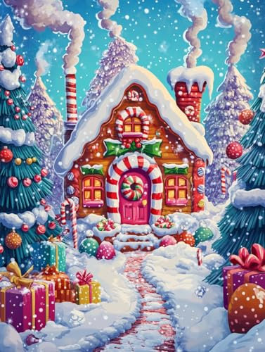 LOMSIOY DIY Diamond Painting Set Schneelandschaft Diamond Painting with Accessories for Full Drill Rhinestone Embroidery Weihnachten Diamond Painting Crystal Adult Home Wall Decor 30 X 40 cm 19483