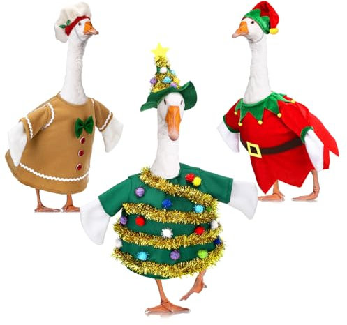 Bulyoou 3er-Set, 58 cm, Gänse-Kostüm, Halloween, Kürbis, Geist, Mais, Süßigkeiten, Kostüm für Veranda, Gans, Outfits, Hof, Rasen, Garten, Outdoor-Dekoration, Gans, Kleidung für Zement, Gans
