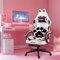 MEENICE Cute Gaming Stuhl mit Katzenpfote Lendenkissen und Katzenohren, Velour Ergonomische Gamer Stuhl mit Fußstütze, Zurücklehnen PC-Spiel Stuhl für Mädchen, Teenager, Kinder, Schwarz Weiß